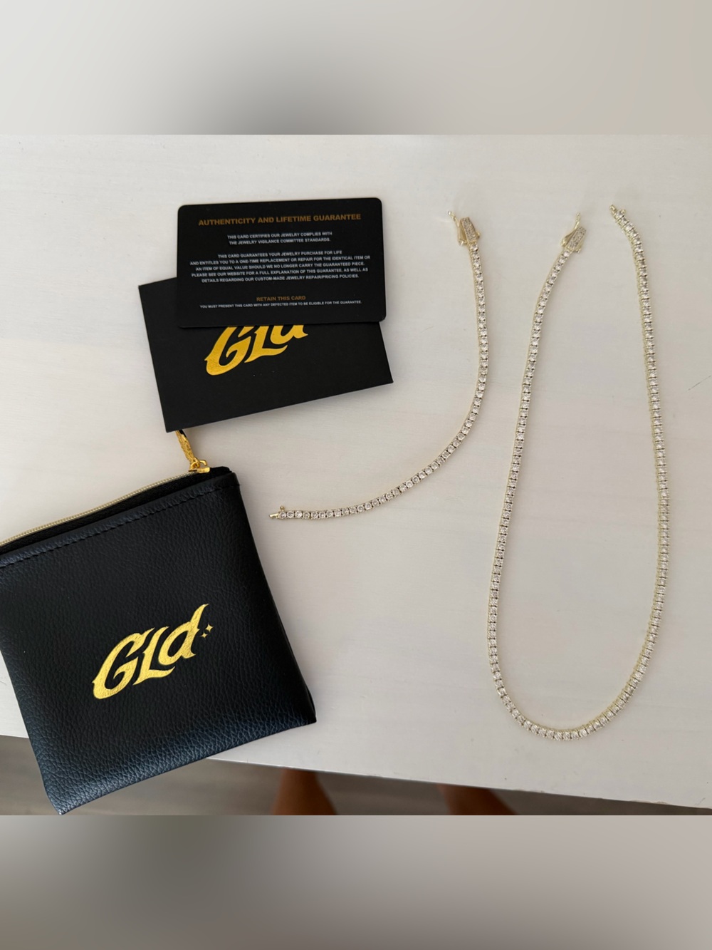 GLD Gold-Tone Crystal Tennis Necklace and Bracelet Set
